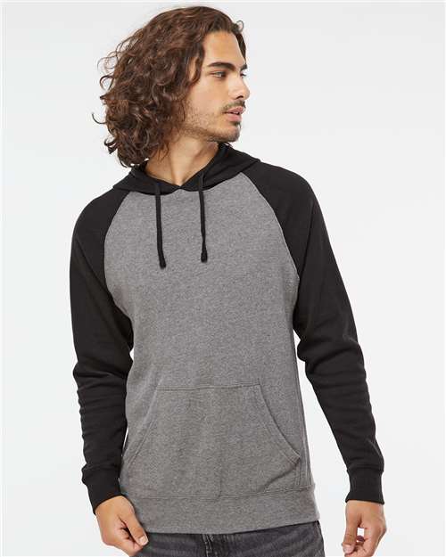 Unisex Special Blend Raglan Hooded Sweatshirt - Nickel Heather/ Black
