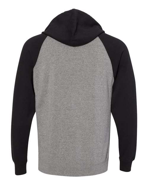 Unisex Special Blend Raglan Full-Zip Hooded Sweatshirt - Nickel Heather/ Black
