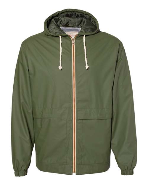 Unisex Vintage Hooded Rain Jacket - Bronze Green