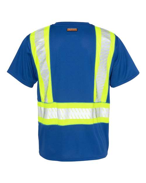 Unisex EV Series® Enhanced Visibility Contrast Pocket T-Shirt - Royal Blue/ Lime - B202