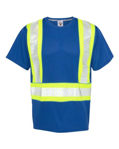 Unisex EV Series® Enhanced Visibility Contrast Pocket T-Shirt - Royal Blue/ Lime - B202