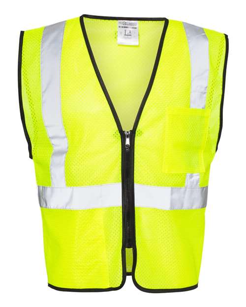 Unisex Double-Pocket Zippered Economy Class 2 Vest - Lime