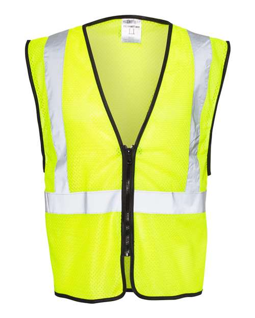 Unisex Zippered Mesh Economy Class 2 Vest - Lime