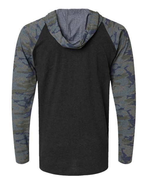 Men's Fine Jersey Hooded Long Sleeve Raglan T-Shirt - Vintage Smoke/ Vintage Camo/ Black