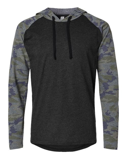 Men's Fine Jersey Hooded Long Sleeve Raglan T-Shirt - Vintage Smoke/ Vintage Camo/ Black