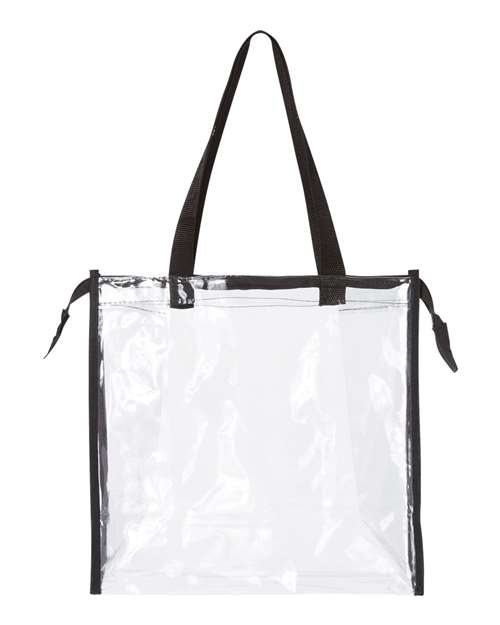 OAD Clear Zippered Tote with Full Gusset - Black