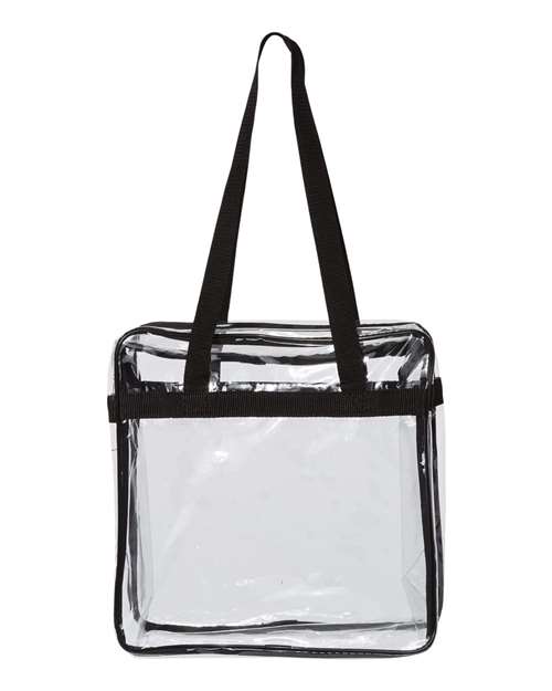OAD Clear Tote with Zippered Top - Black