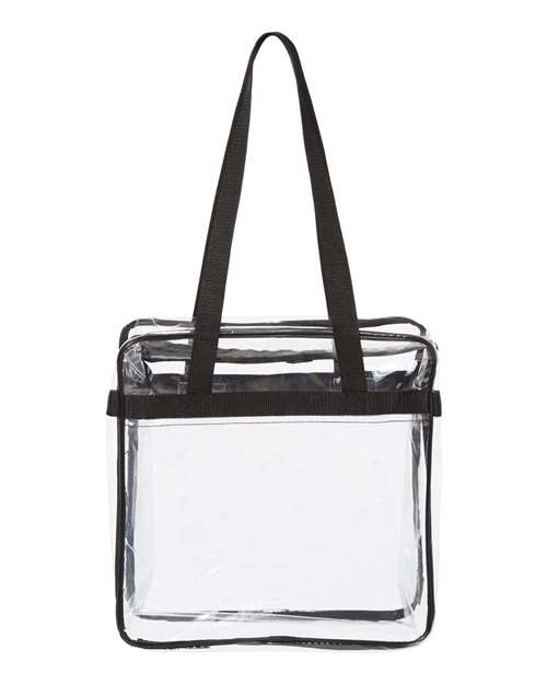 OAD Clear Tote with Zippered Top - Black