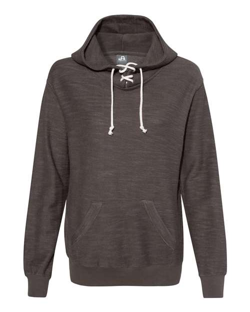 Women’s French Terry Sport Lace Scuba Hooded Sweatshirt - Charcoal