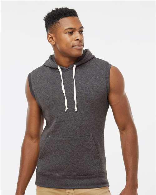 Men's Triblend Sleeveless Hooded Sweatshirt - Black Triblend