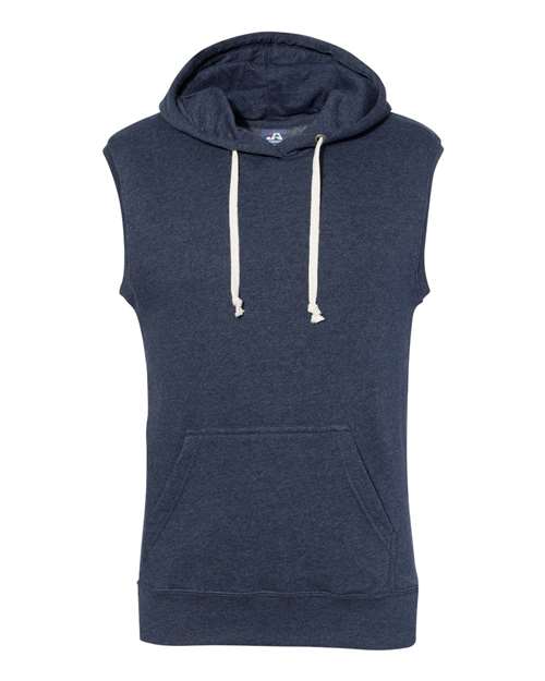 Men's Triblend Sleeveless Hooded Sweatshirt - True Navy Triblend