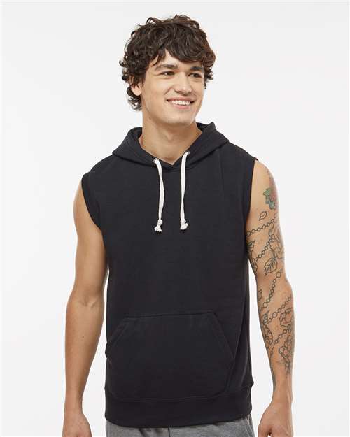 Men's Triblend Sleeveless Hooded Sweatshirt - Solid Black