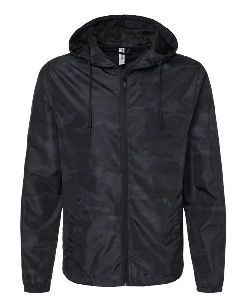 Men's Lightweight Windbreaker Full-Zip Jacket - Black Camo