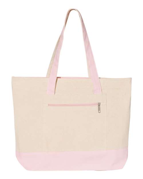 19L Zippered Tote - Natural/ Light Pink