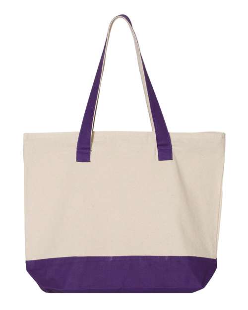 19L Zippered Tote - Natural/ Purple