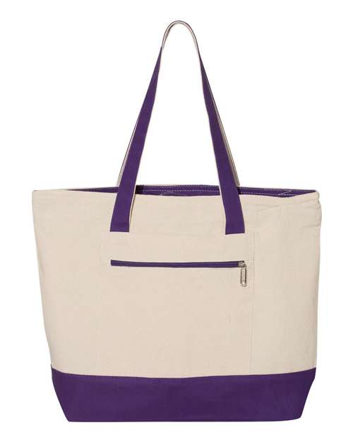 19L Zippered Tote - Natural/ Purple