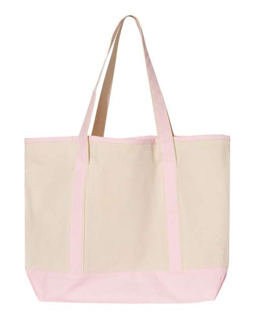 34.6L Large Canvas Deluxe Tote - Natural/ Light Pink