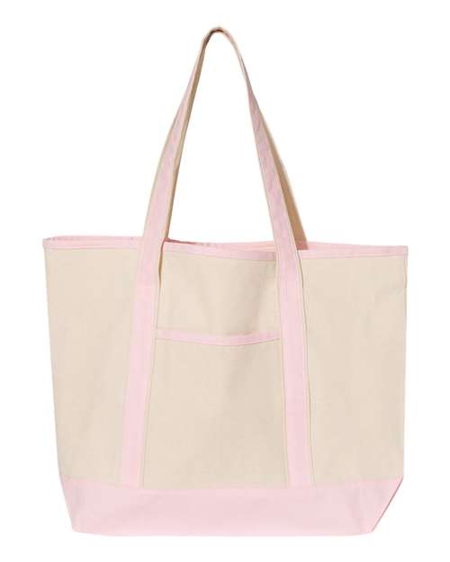34.6L Large Canvas Deluxe Tote - Natural/ Light Pink
