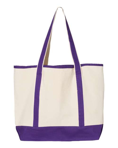 34.6L Large Canvas Deluxe Tote - Natural/ Purple