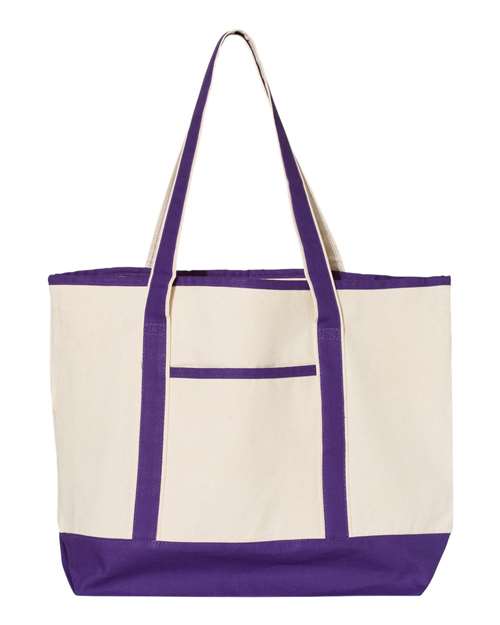 34.6L Large Canvas Deluxe Tote - Natural/ Purple