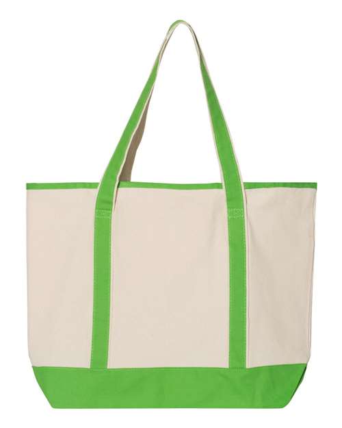 34.6L Large Canvas Deluxe Tote - Natural/ Lime