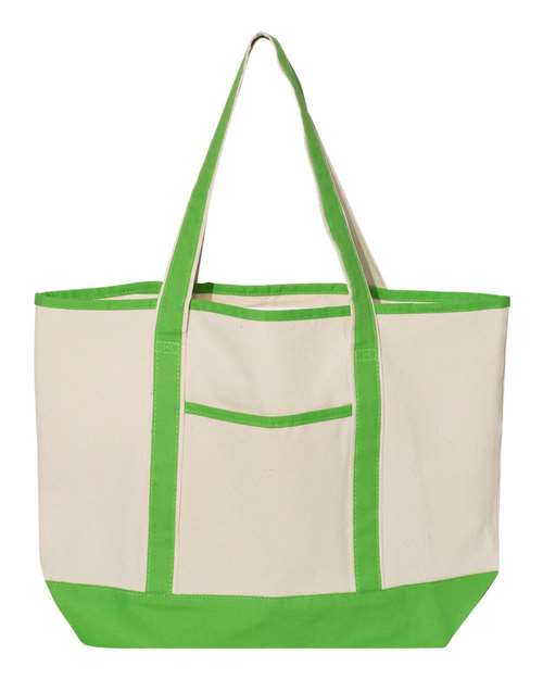 34.6L Large Canvas Deluxe Tote - Natural/ Lime