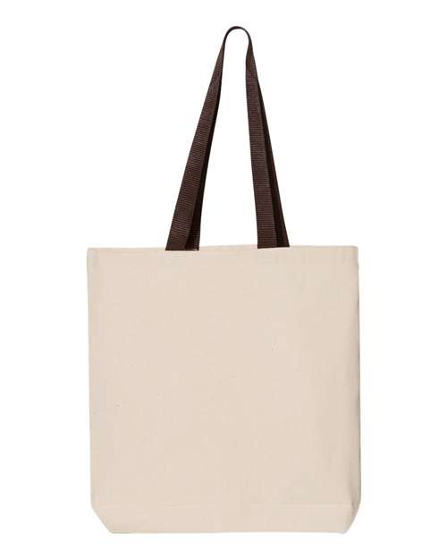 11L Canvas Tote with Contrast-Color Handles - Natural/ Chocolate