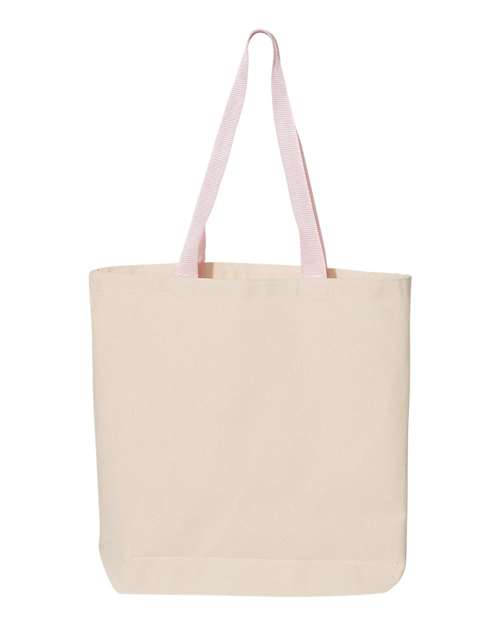 11L Canvas Tote with Contrast-Color Handles - Natural/ Light Pink