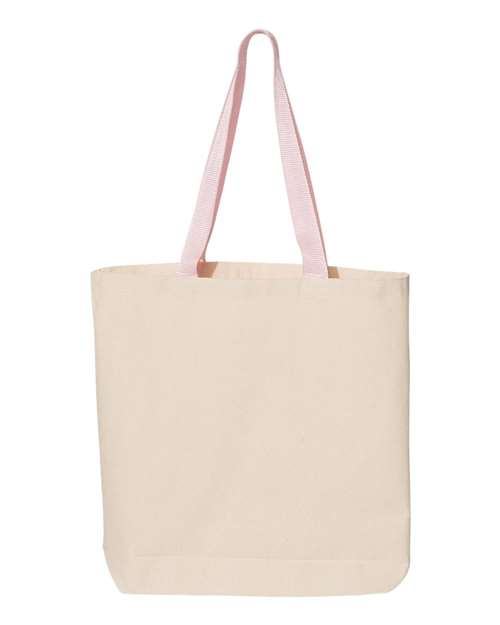 11L Canvas Tote with Contrast-Color Handles - Natural/ Light Pink