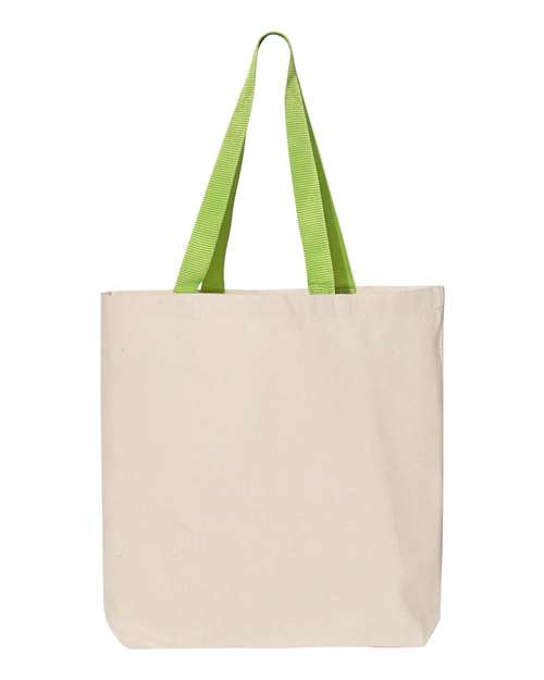 11L Canvas Tote with Contrast-Color Handles - Natural/ Lime