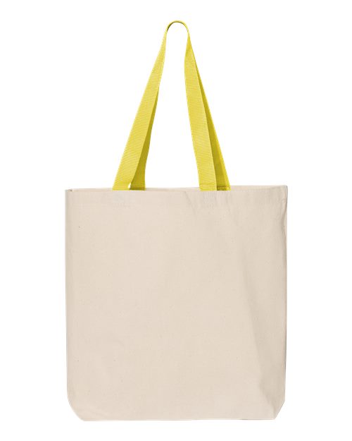 11L Canvas Tote with Contrast-Color Handles - Natural/ Yellow