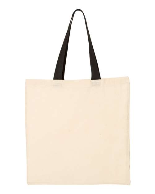 Economical Tote with Contrast-Color Handles - Natural/ Black