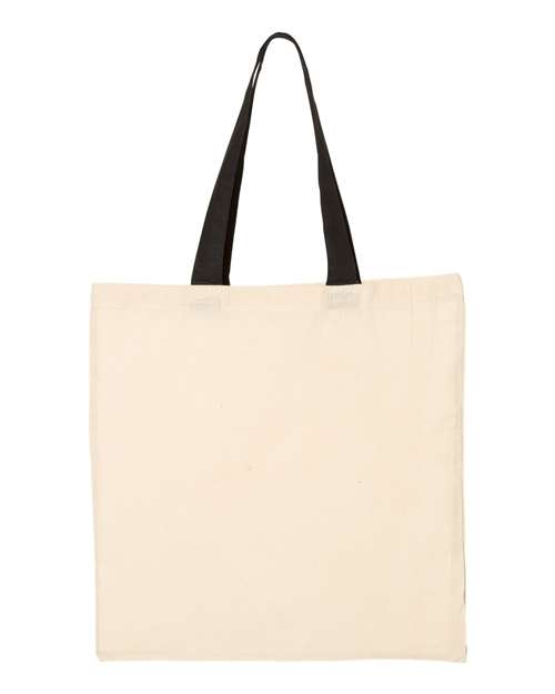 Economical Tote with Contrast-Color Handles - Natural/ Black