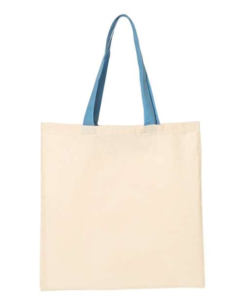 Economical Tote with Contrast-Color Handles - Natural/ Carolina Blue