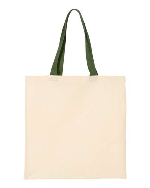 Economical Tote with Contrast-Color Handles - Natural/ Forest
