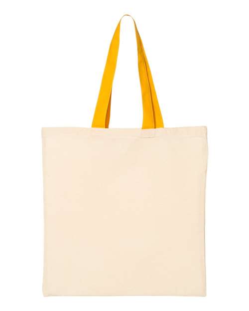 Economical Tote with Contrast-Color Handles - Natural/ Gold