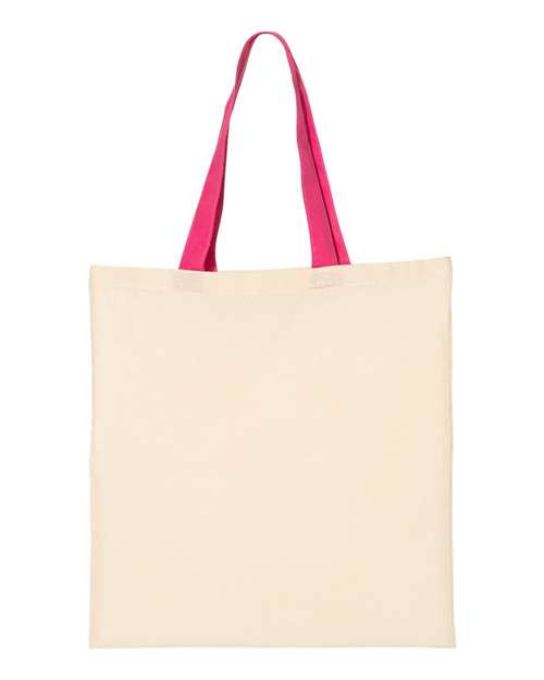 Economical Tote with Contrast-Color Handles - Natural/ Hot Pink
