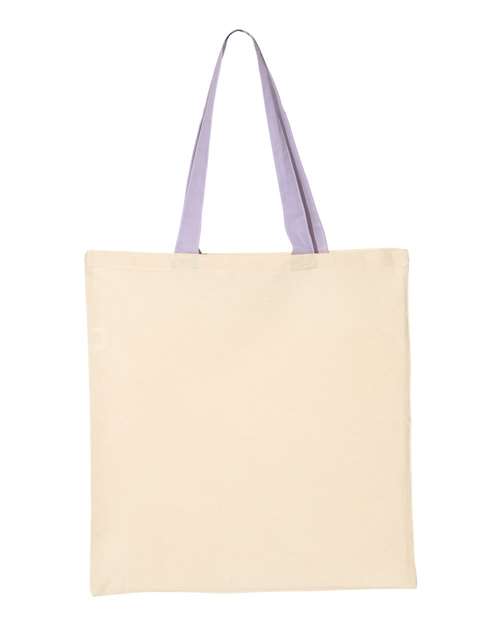 Economical Tote with Contrast-Color Handles - Natural/ Lavender