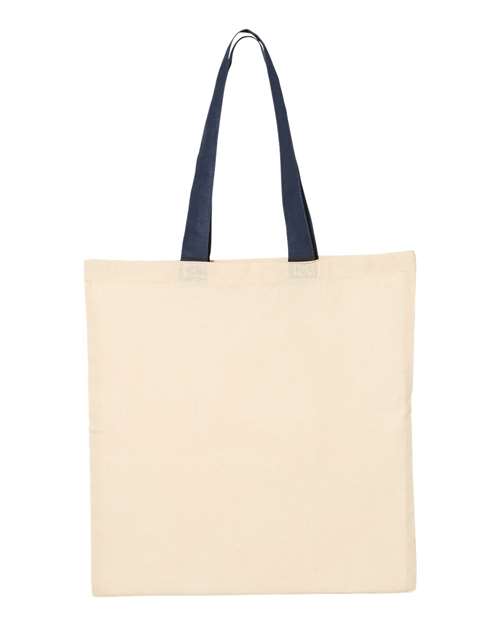 Economical Tote with Contrast-Color Handles - Natural/ Navy