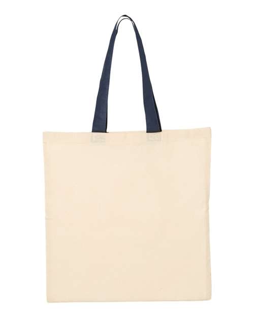 Economical Tote with Contrast-Color Handles - Natural/ Navy