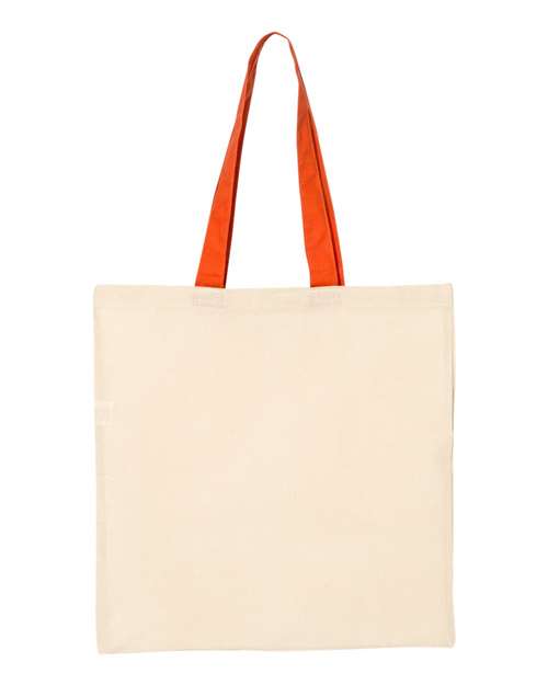 Economical Tote with Contrast-Color Handles - Natural/ Orange