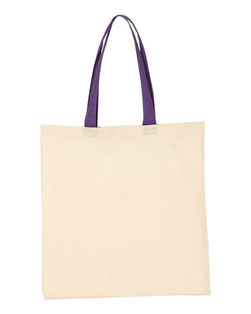 Economical Tote with Contrast-Color Handles - Natural/ Purple
