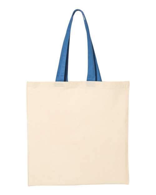 Economical Tote with Contrast-Color Handles - Natural/ Royal