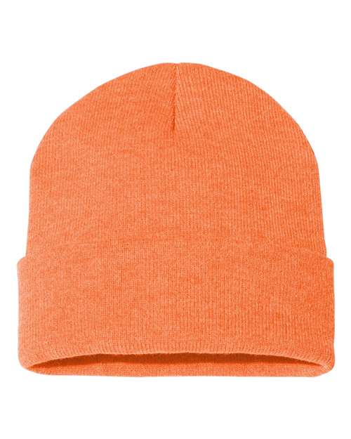 12" Solid Cuffed Beanie - Heather Orange