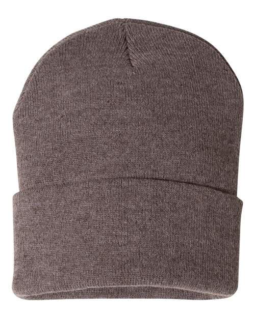 12" Solid Cuffed Beanie - Heather Brown