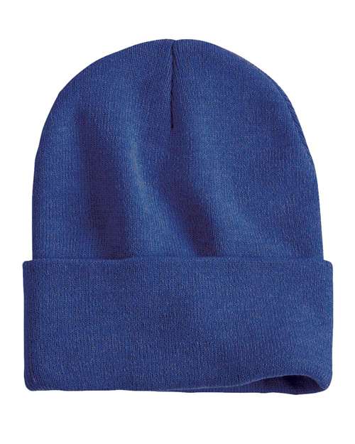 12" Solid Cuffed Beanie - Heather Dark Royal