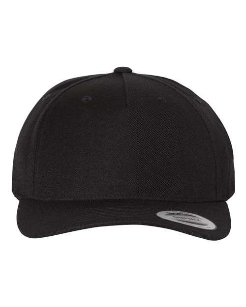 Premium Five-Panel Curved Bill Snapback Cap - Black