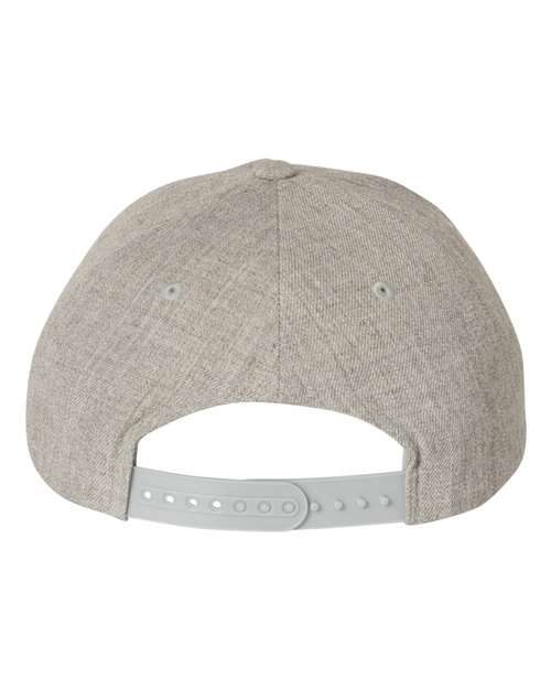 Premium Five-Panel Curved Bill Snapback Cap - Heather Grey