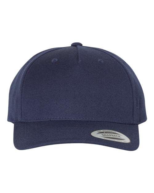 Premium Five-Panel Curved Bill Snapback Cap - Navy