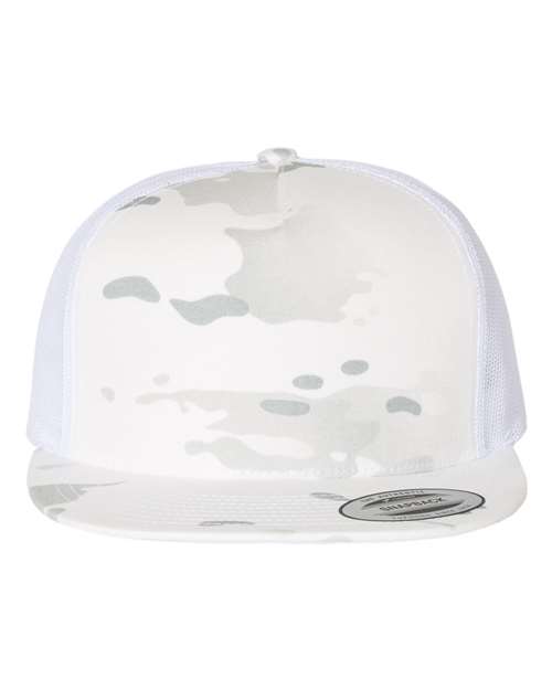 Classic Five-Panel Trucker Cap - Multicam Alpine/ White